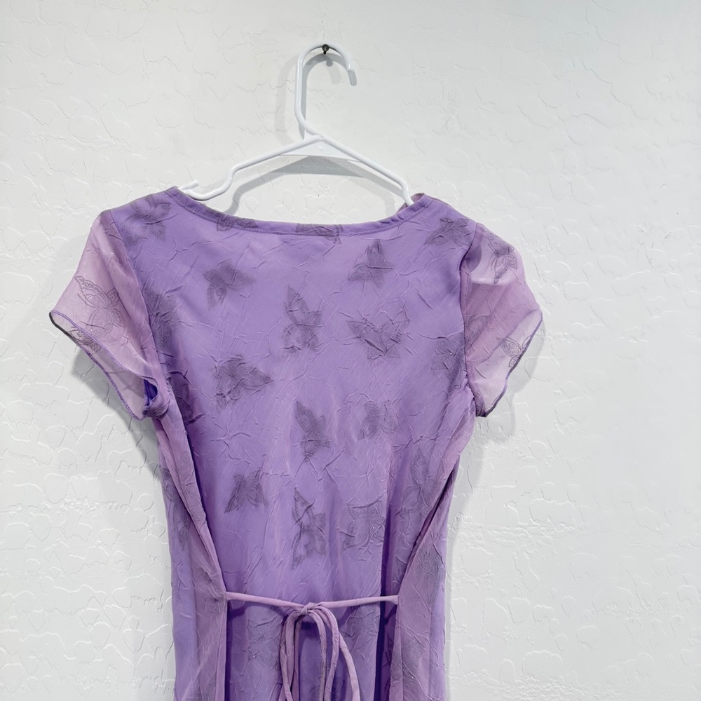 Y2K Byer California Butterfly Dress Midi Purple Womens 16 Sparkles Whimsigoth - Picture 9 of 10
